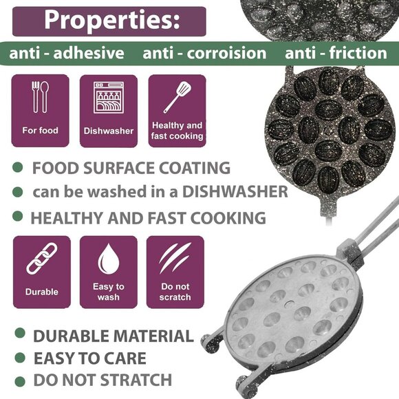 Walnut Cookie Mold Maker 16 Non-Stick Granite - Oreshki Mold Maker - Walnut Cook - Picture 5 of 8